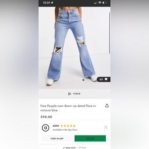 FREE PEOPLE 🌸New Dawn rip detail flare in victoria blue 🤍